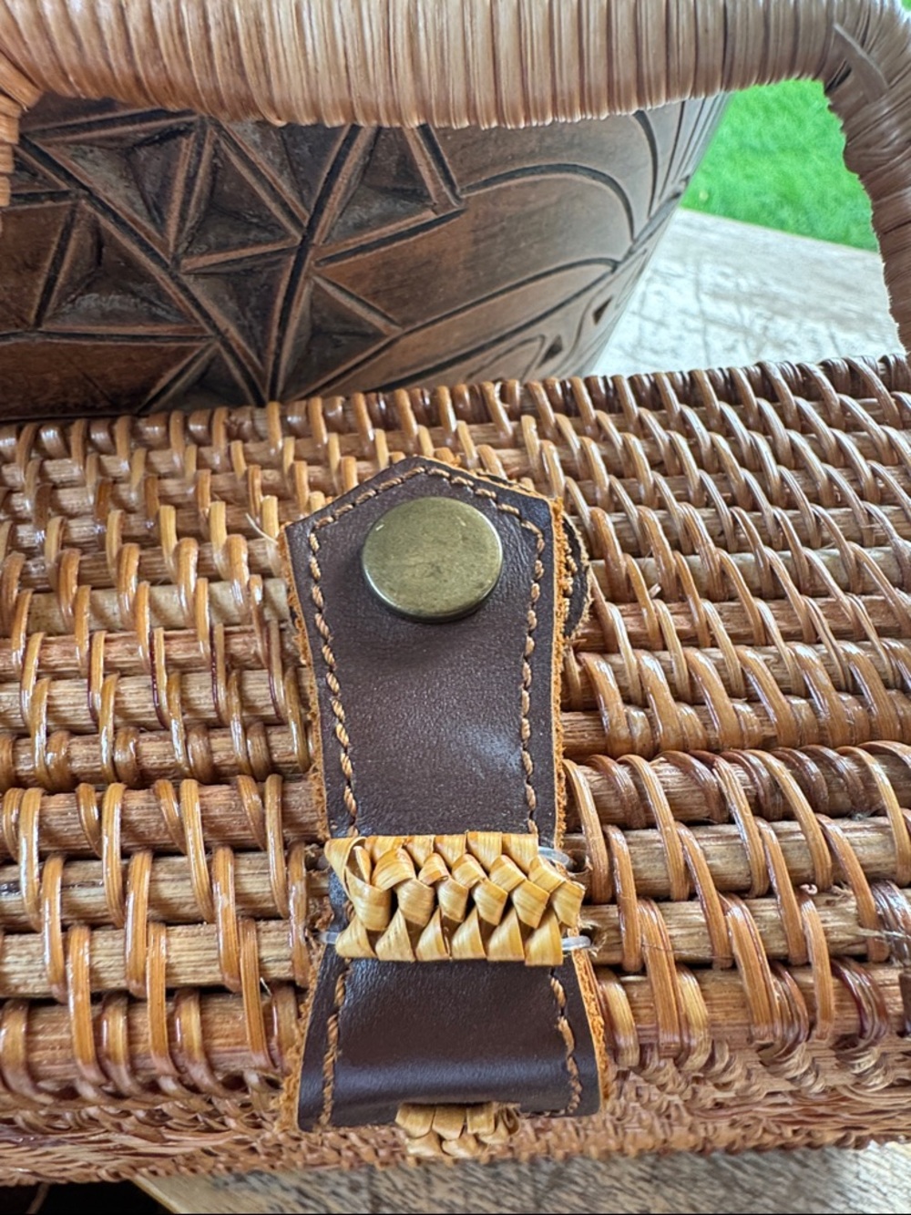 Woven Rattan Handbag in Natural Brown - Women's Shoulder & Top-Handle Bag - Picture 3 of 9